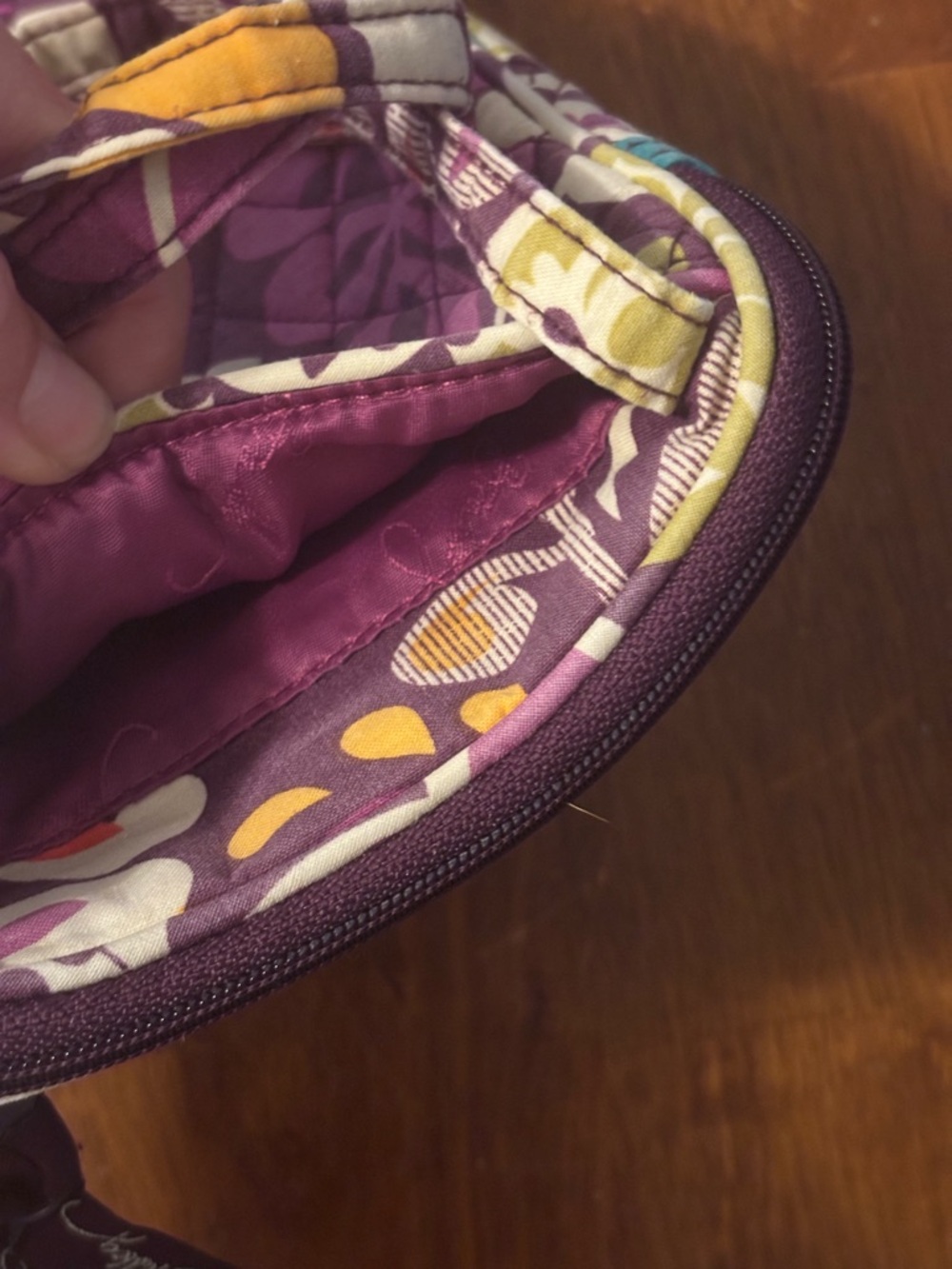 Vera Bradley Mini Hipster Crossbody purse in the Plum Crazy pattern - Picture 6 of 7